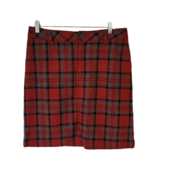 Eddie Bauer Red Plaid Wool Skirt Size 8 - Picture 2 of 9